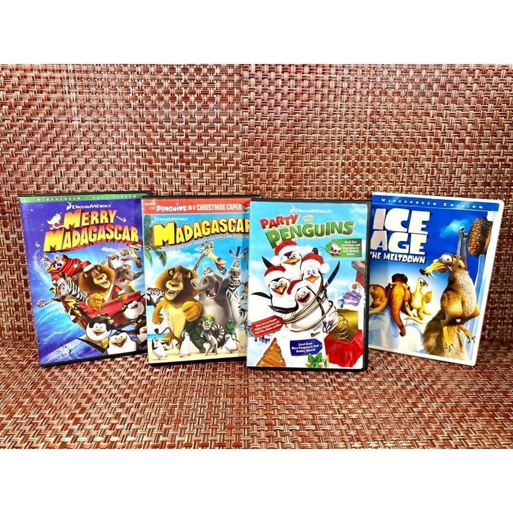 DreamWorks DVD Bundle Ice Age Madagascar Merry Madagascar Party with Penguins